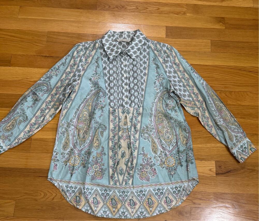 Soft Surroundings Floral Paisley Pintuck Tunic Blouse
